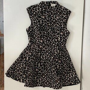 Cameo Leopard Print Dress – Textured Fit & Flare, Women’s Size M